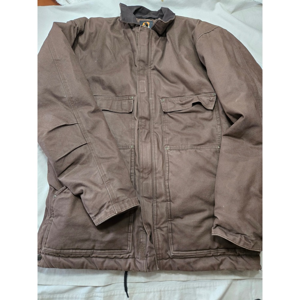 Berne Workwear Mens Large Tall Brown Duck Canvas Quilt Lined Chore Jacket Coat